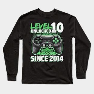 10th Birthday Gamer 10 Year Old Bday Boy Ten Son Long Sleeve T-Shirt